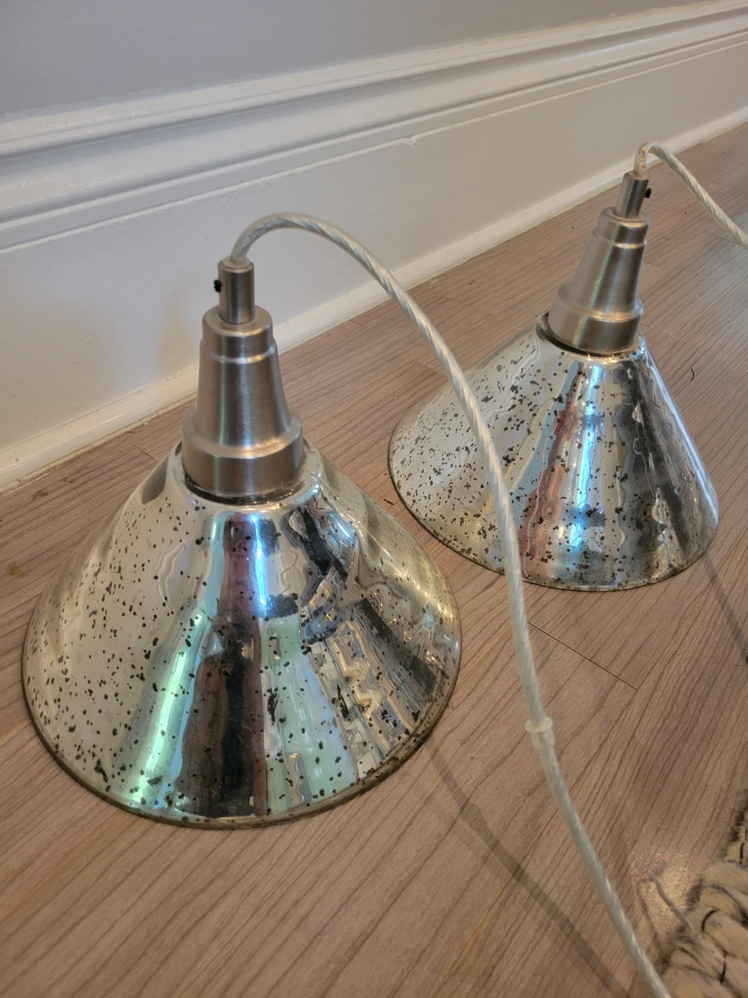 Set of 2 Mercury Glass Pendant Lights
