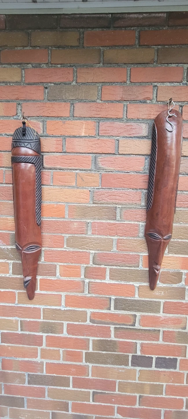 Carved Wooden Wall Masks - Set of 2 - photo 3