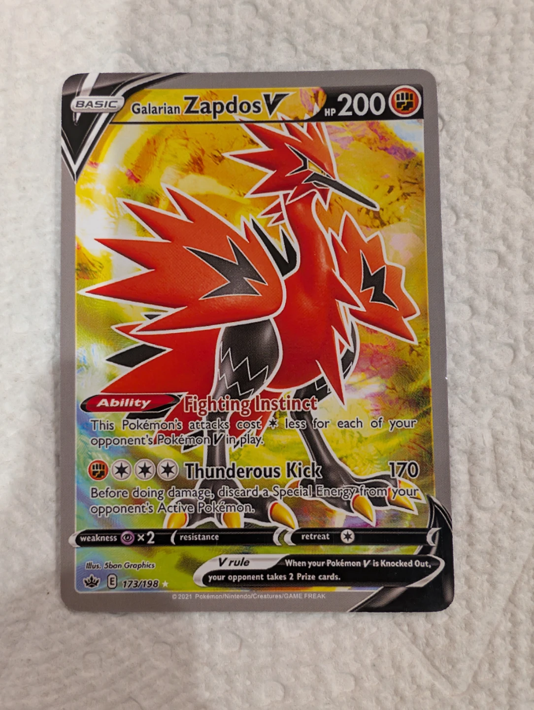 Galarian Zapdos V ( Secret ) Brilliant Star Pokémon Card - photo 2