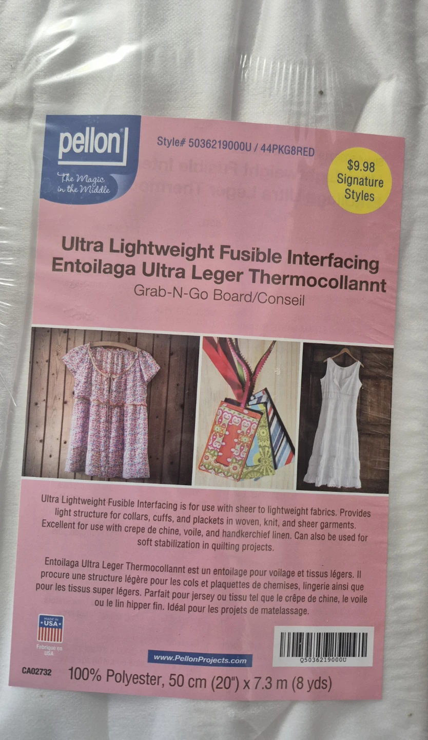 Pellon Ultra Lightweight Fusible Interfacing, price per each