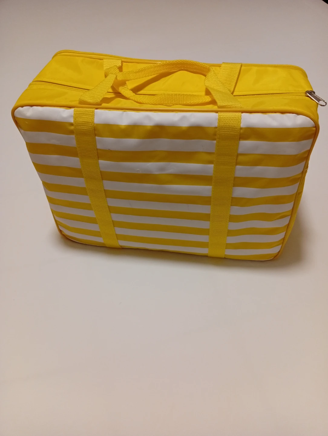 Yellow and White cosmetic Cooler Bag