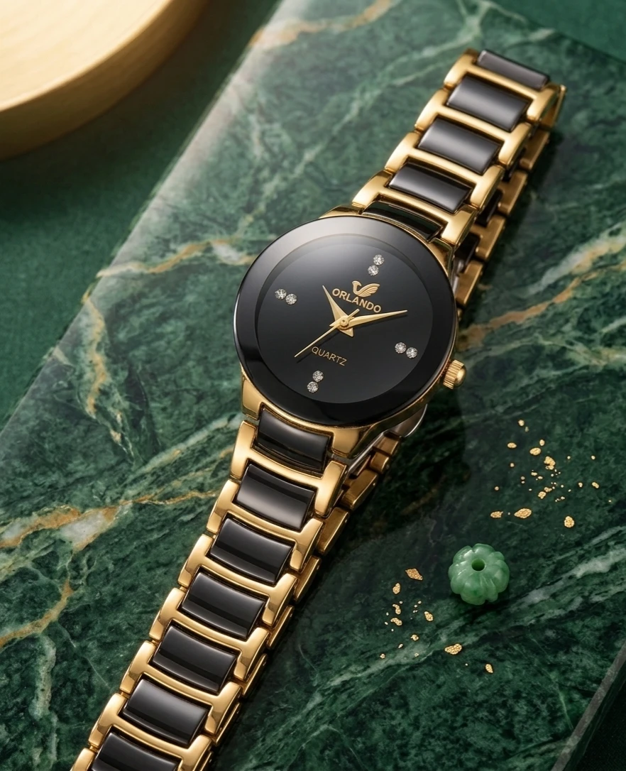 Orlando Quartz Watch - Black & Gold Ceramic - photo 4