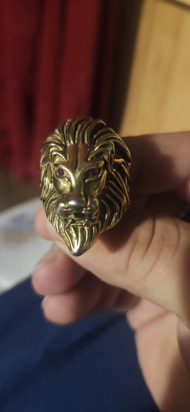 Gold Lion Head Ring