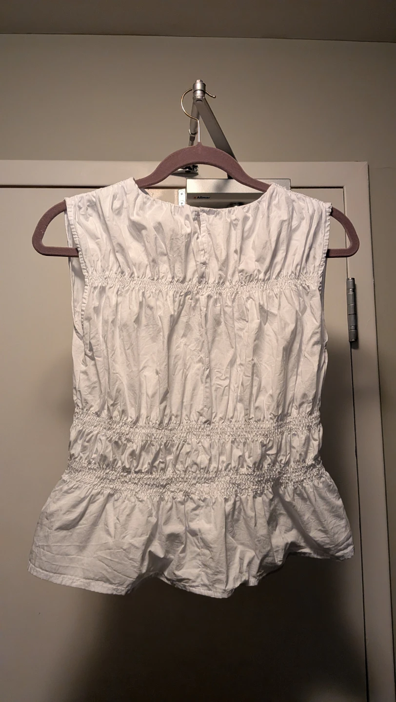 Calvin Klein White Sleeveless Smocked Peplum Top XS - photo 2