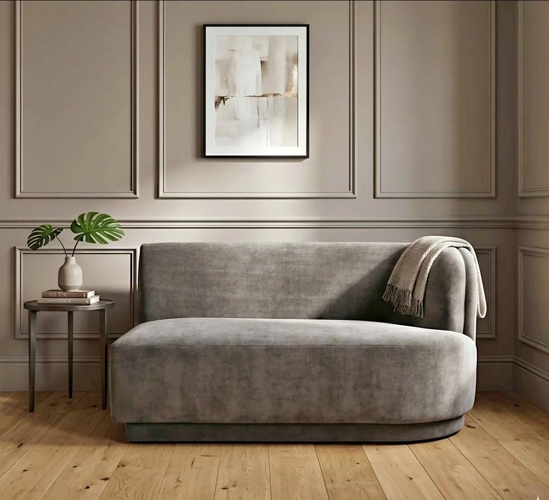 Moe's Yoon Modular Velvet Sectional Sofa in Grey.