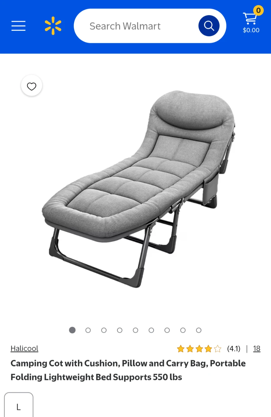 Camping Cot with Cushion