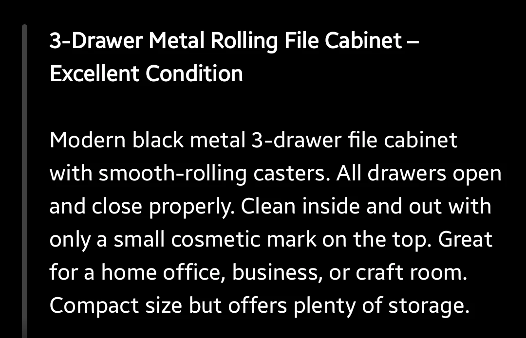 3 drawer metal filing cabinet - photo 2