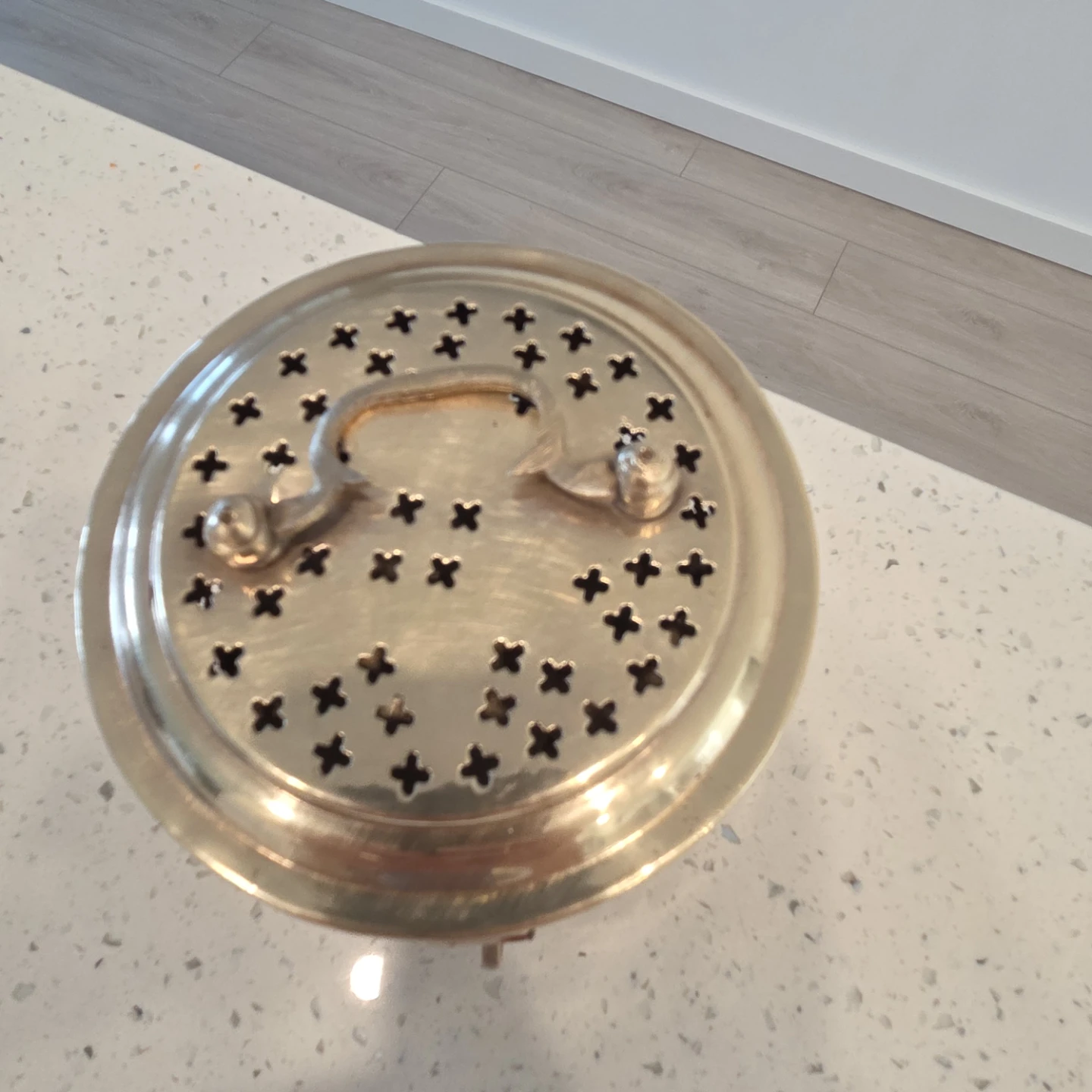 Brass Decorative Box with Perforated Lid - photo 2