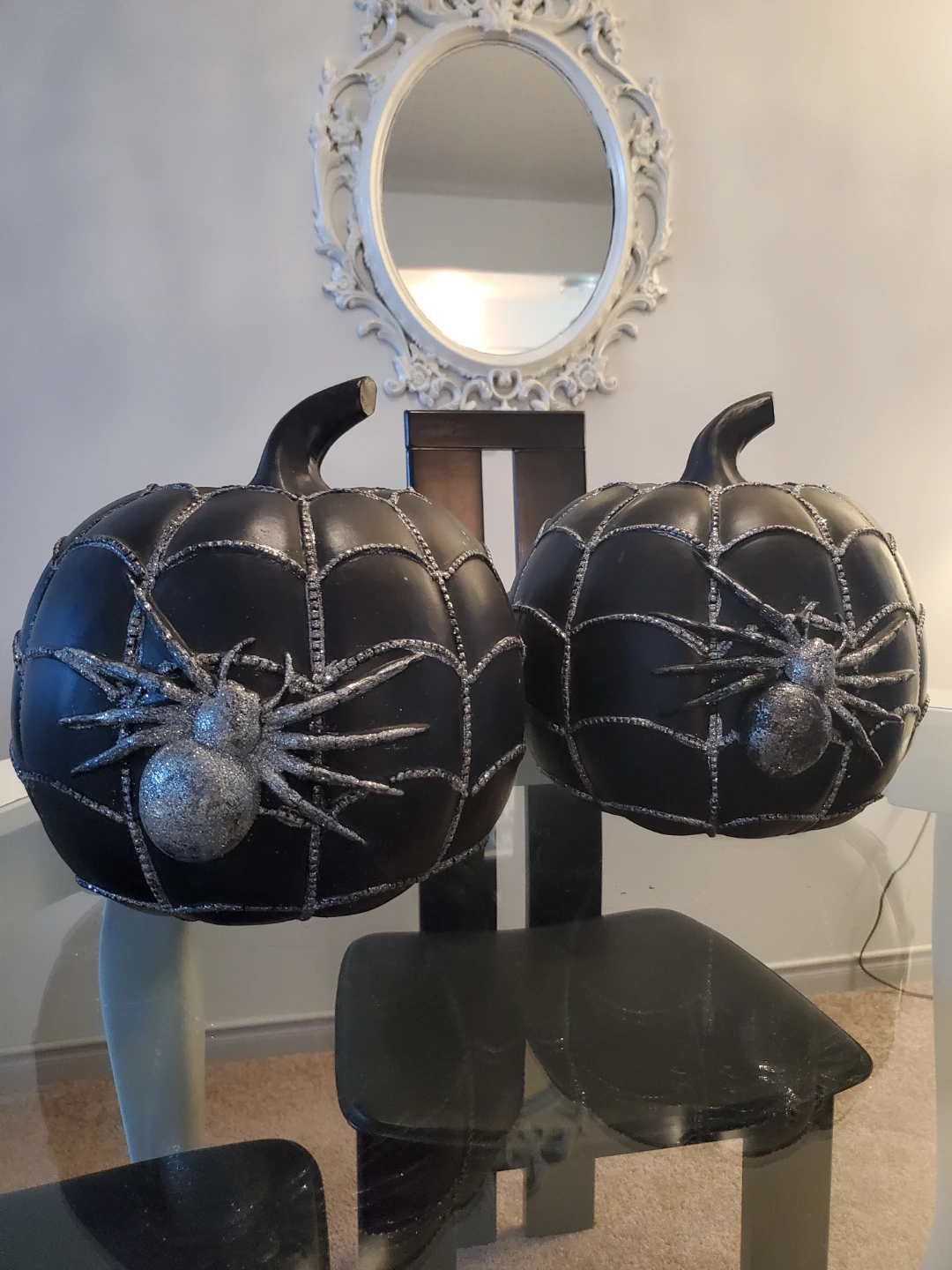 Halloween Black Spiderweb Pumpkins - Set of 2