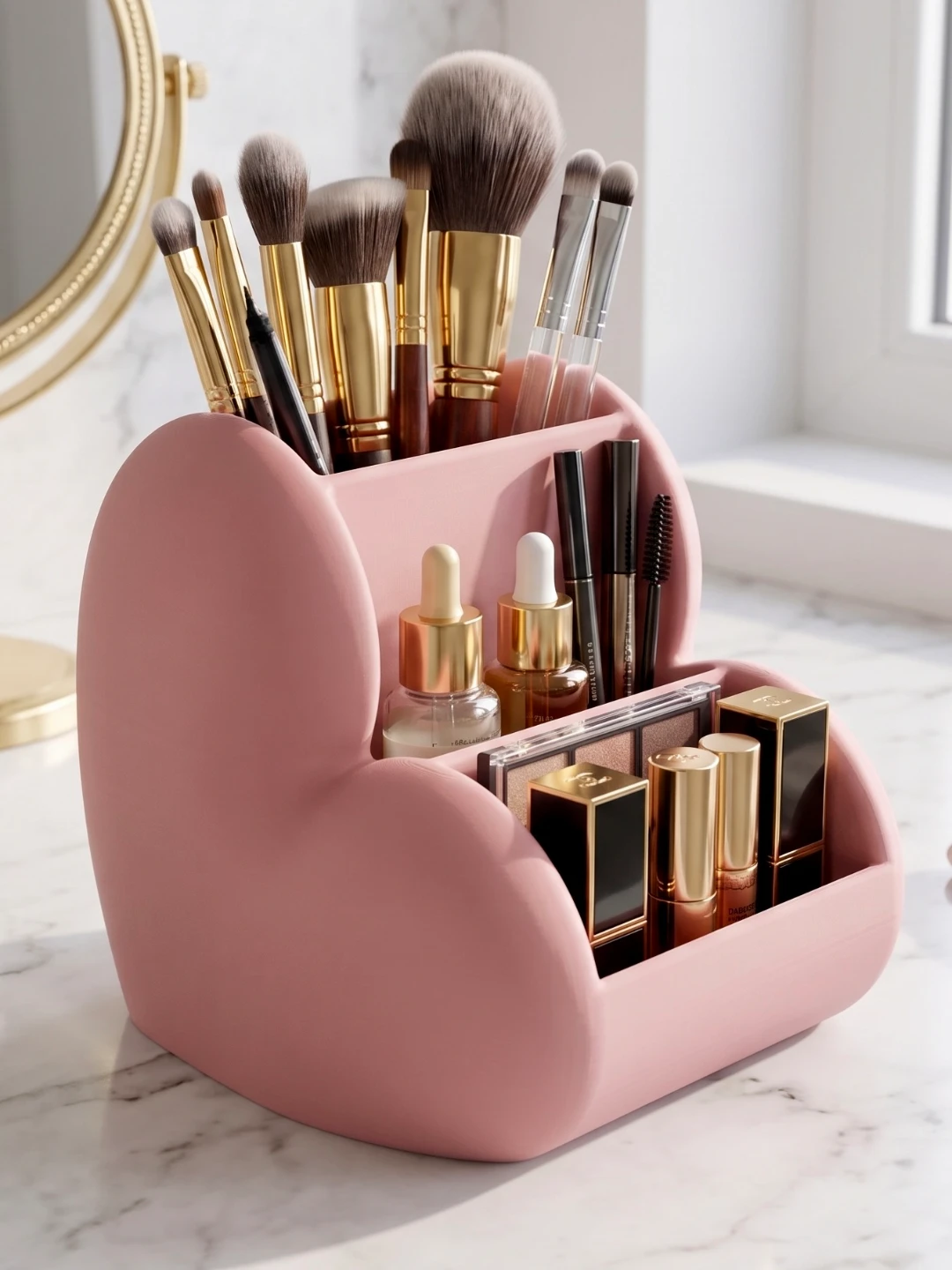 Heart-shaped Desk Organizer/Makeup Holder
