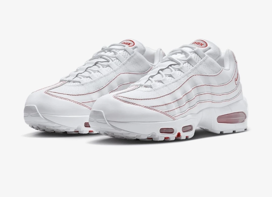 Nike Air Max 95 Sneakers Size 6.5Y or 7.5 W White/Red - photo 4