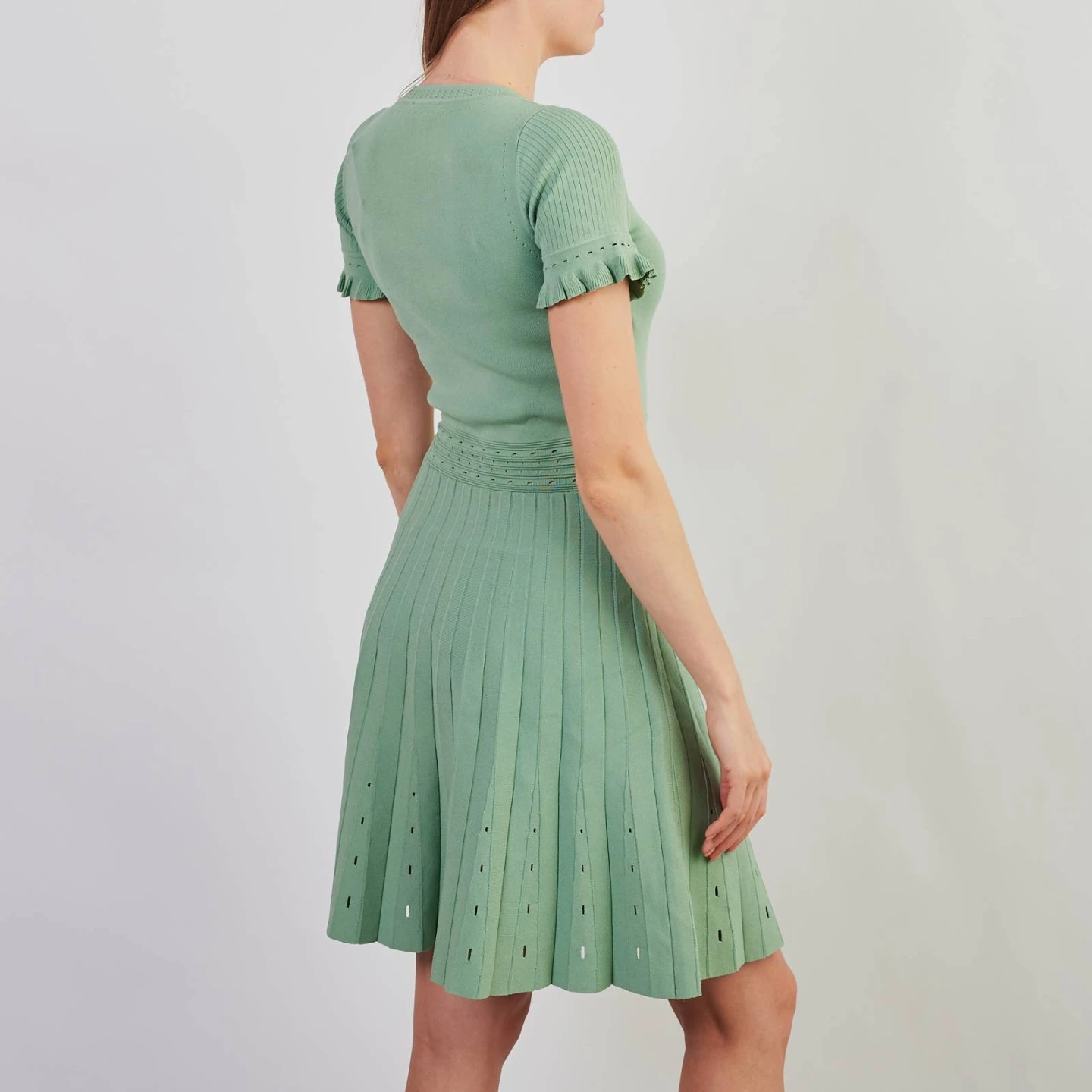 Sandro Etor Eyelet-Detail Pleated Knit Dress 0160 - photo 3