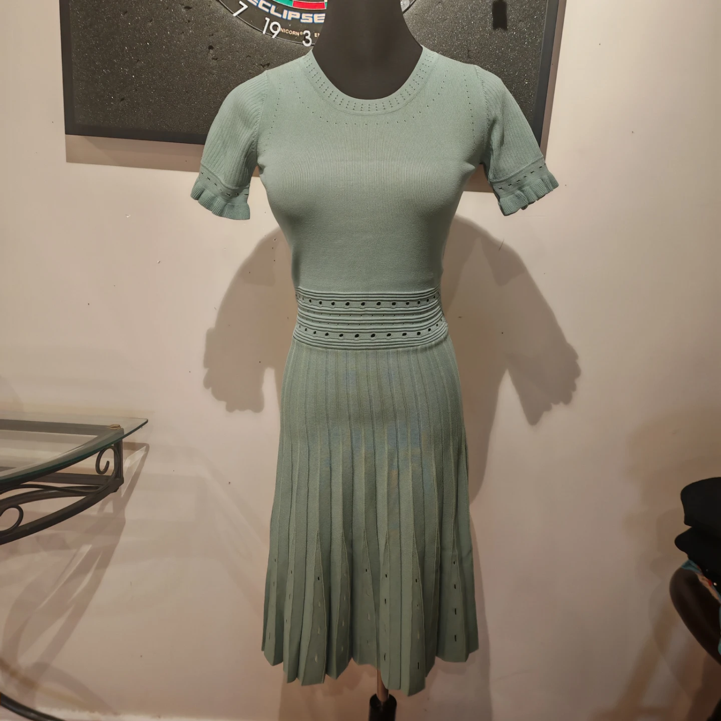 Sandro Etor Eyelet-Detail Pleated Knit Dress 0160 - photo 5