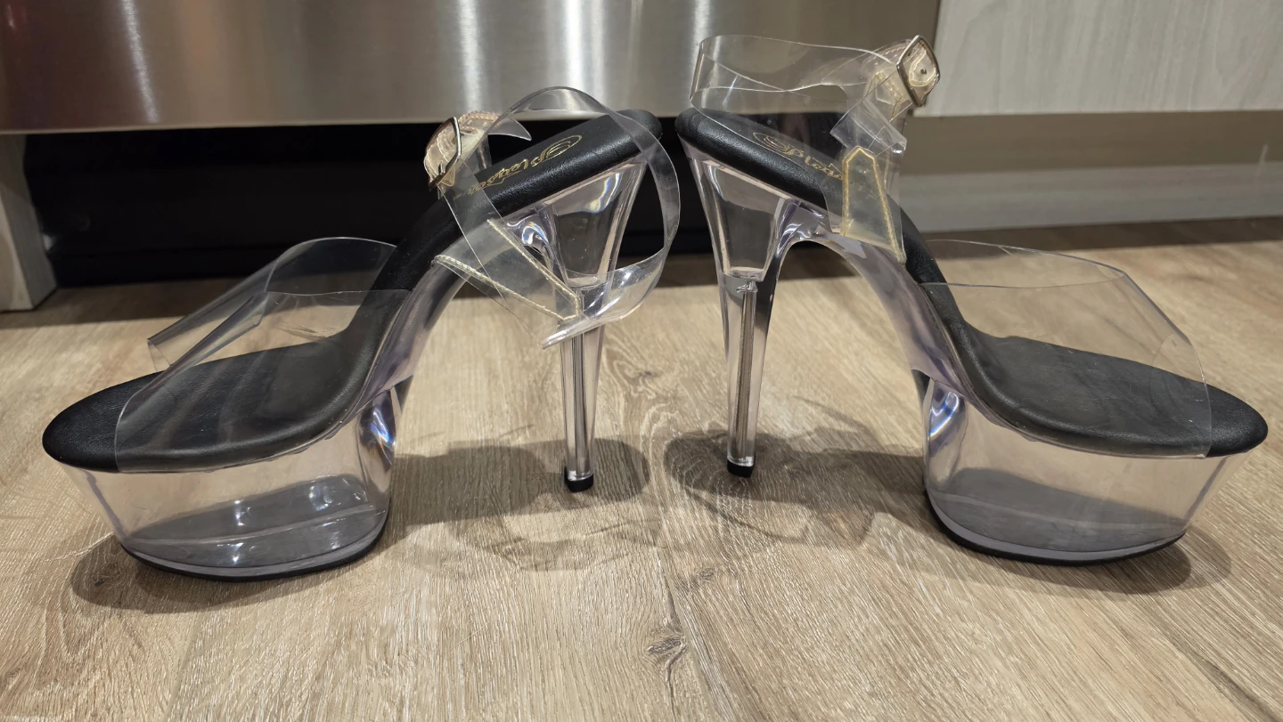 Pleaser Clear Platform Heels Size 12 - photo 2