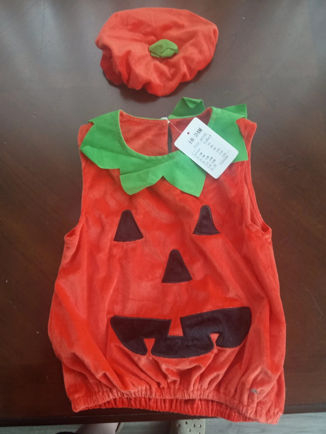 Kids Pumpkin Halloween Costume Vest & Hat