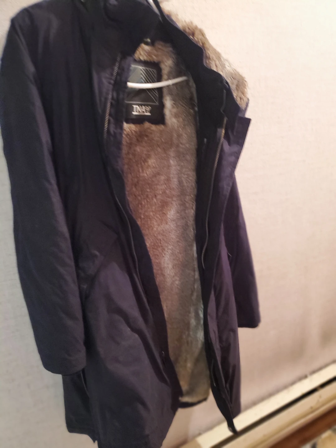TNA Navy Parka with Faux Fur Hood - Size Medium - photo 4