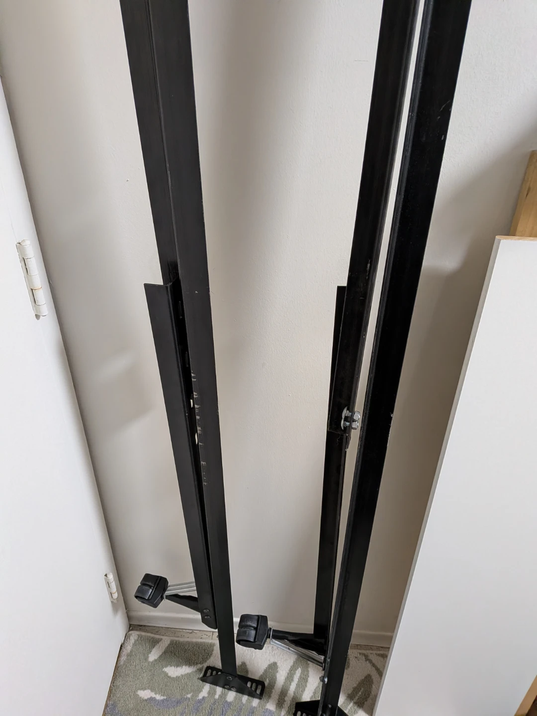 Black Metal Bed Frame with Wheels - photo 2