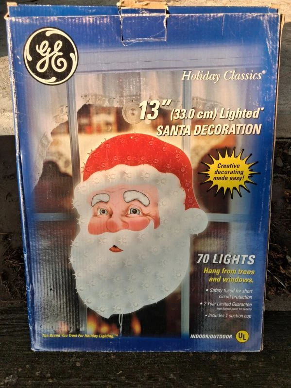 GE 13" Lighted Santa Holiday Decoration