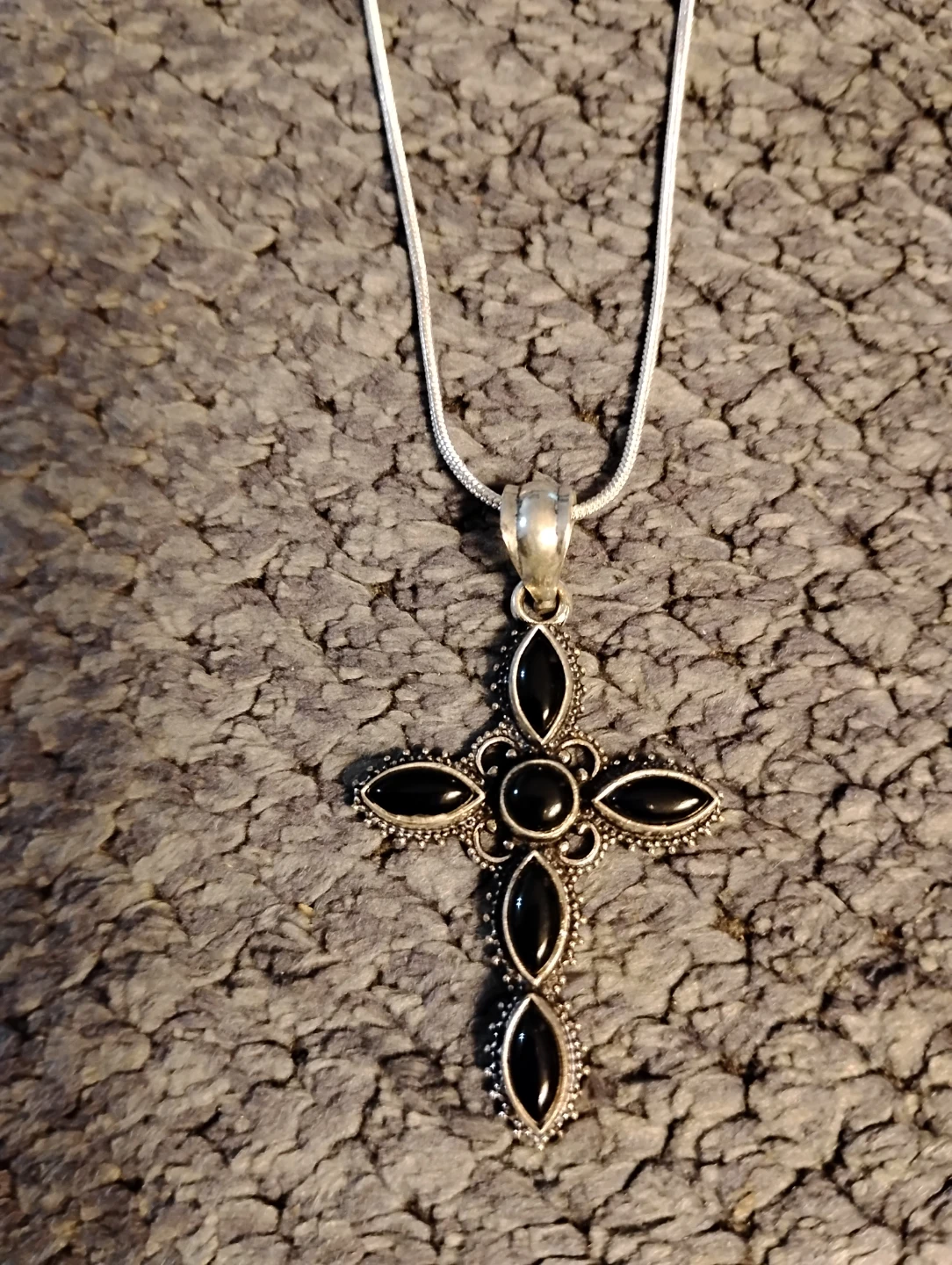 Sterling Silver Onyx Cross - photo 3