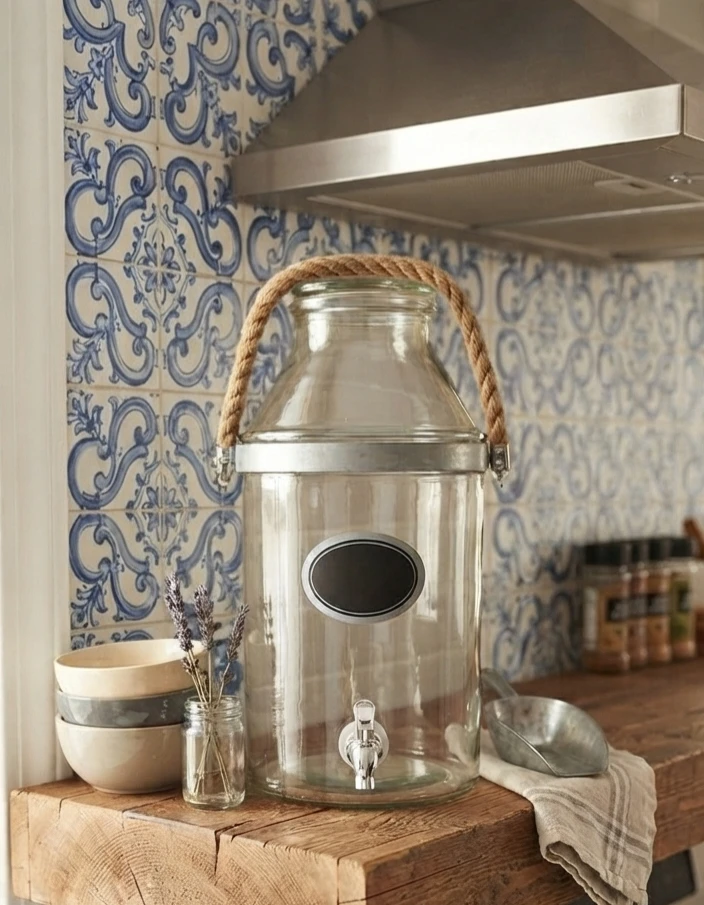Glass Dispenser With Rope Multi Use 2.5 Gallons