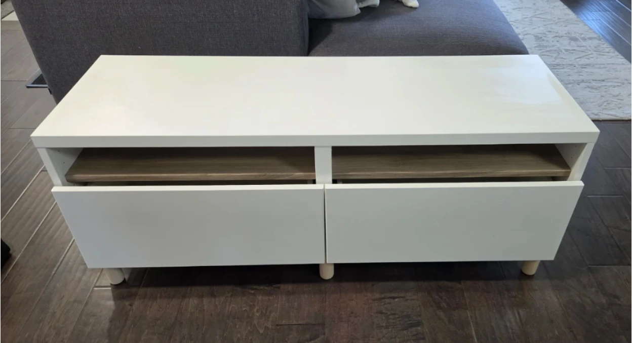 White TV Stand with Drawers