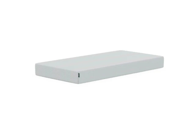 Two white foam mattresses and two twin foldable beds.