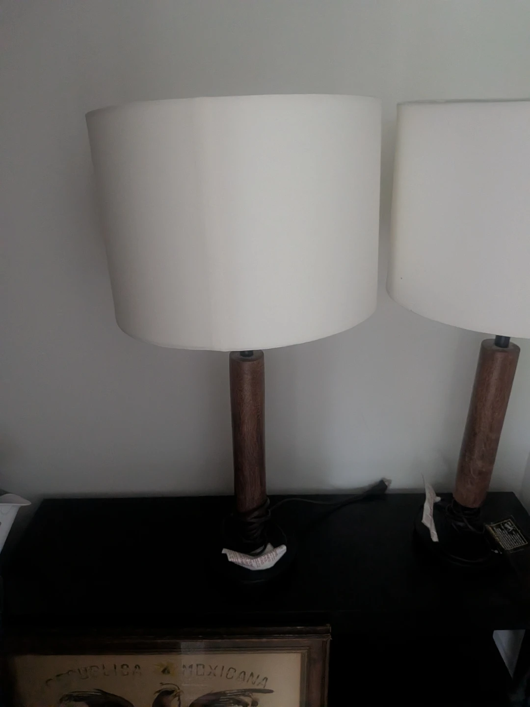 Pair of Table Lamps with White Shades