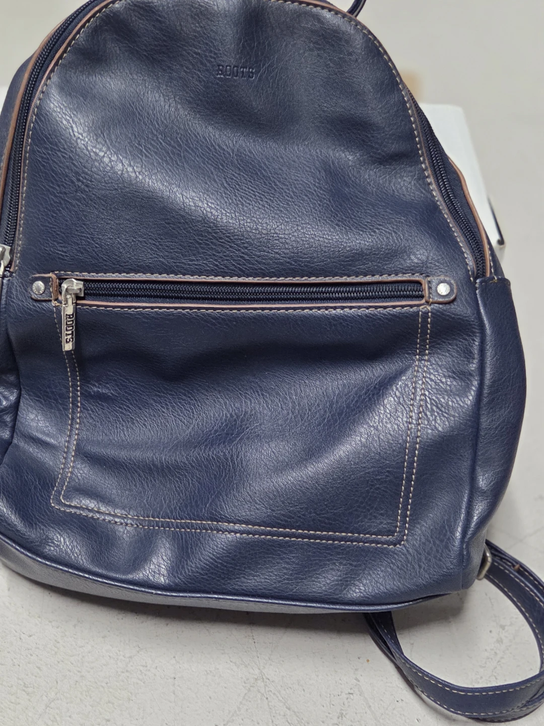 Roots Navy Faux Leather Backpack - photo 2