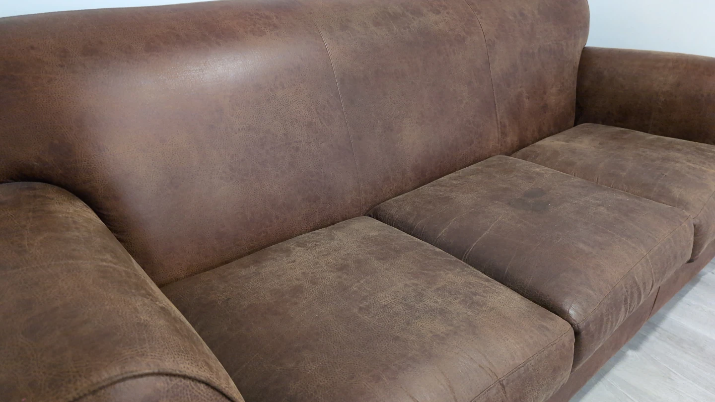 Brown Faux Leather Sofa - photo 4