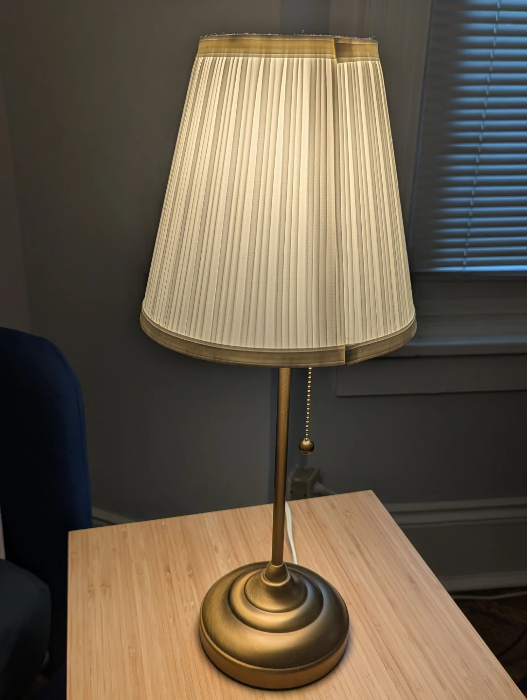 IKEA ARSTID Brass Table Lamp with Pleated Shade - photo 2