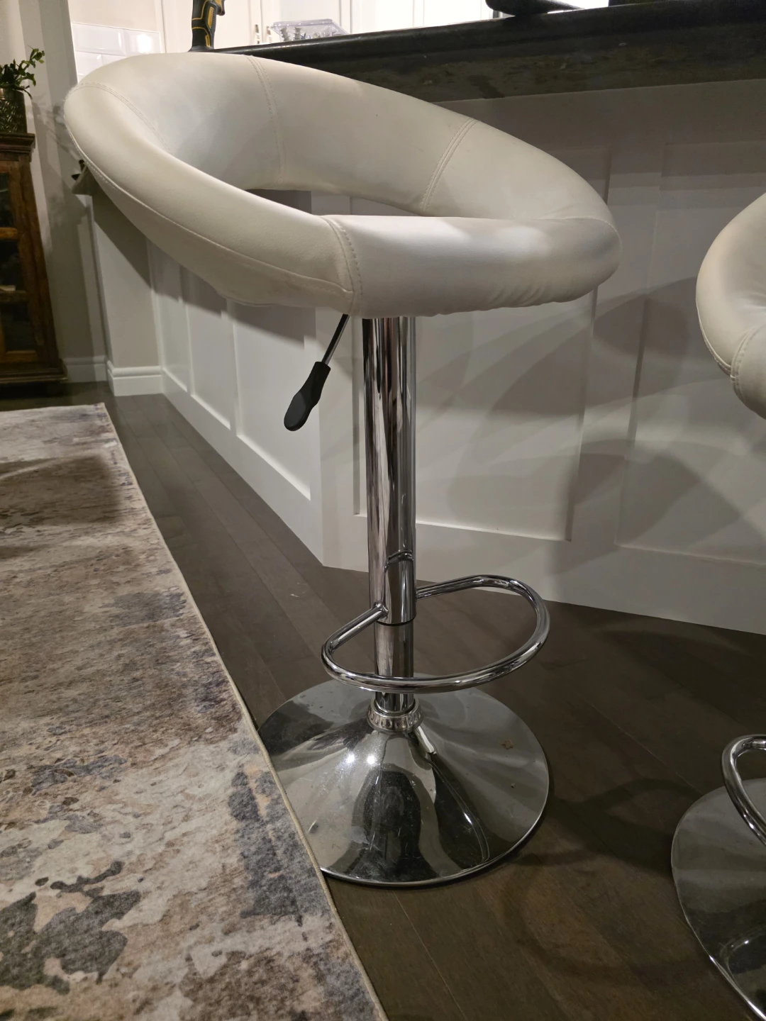 White Faux Leather Adjustable Bar Stool - photo 2