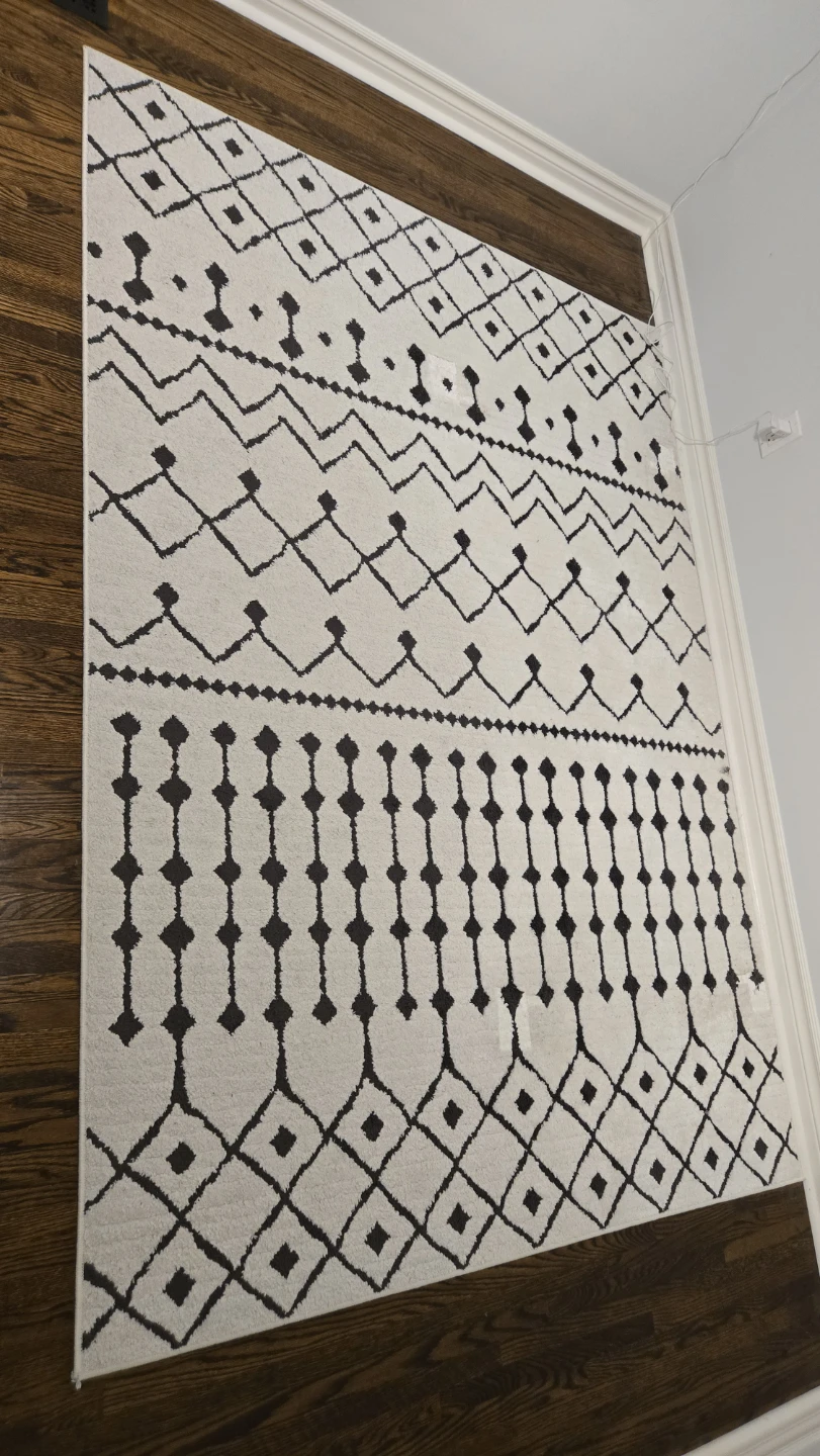 White and Black Geometric Area Rug - photo 2