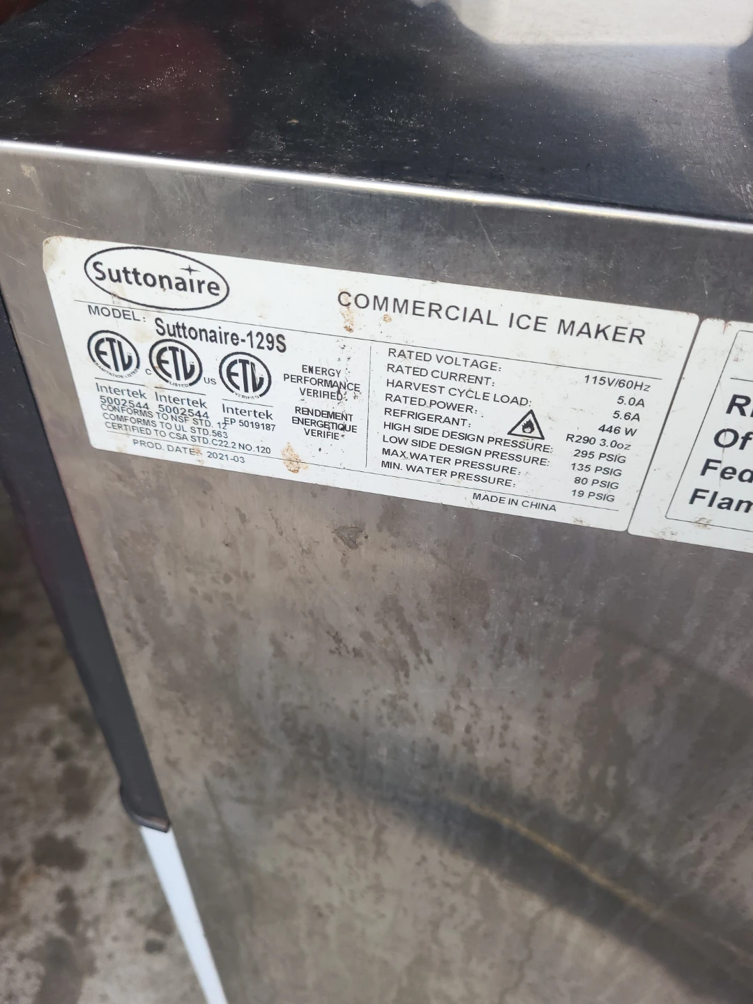 Suttonaire Commercial Ice Maker - Model 129S - photo 2