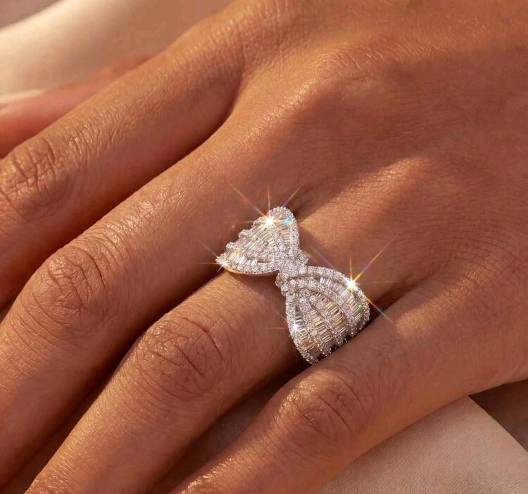 Sterling silver Sparkly Bow Ring