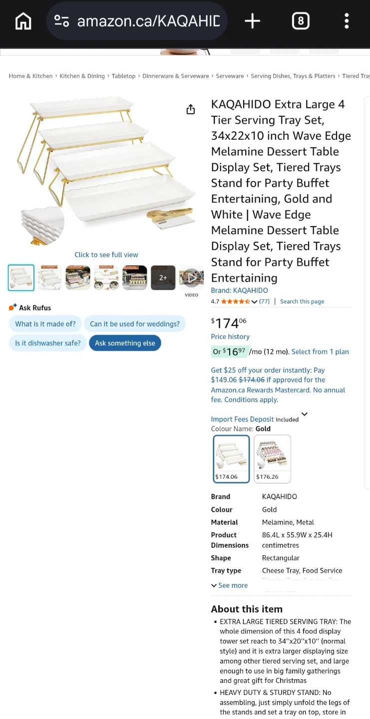 KAQAHIDO 4-Tier Gold & White Serving Tray Set - photo 5