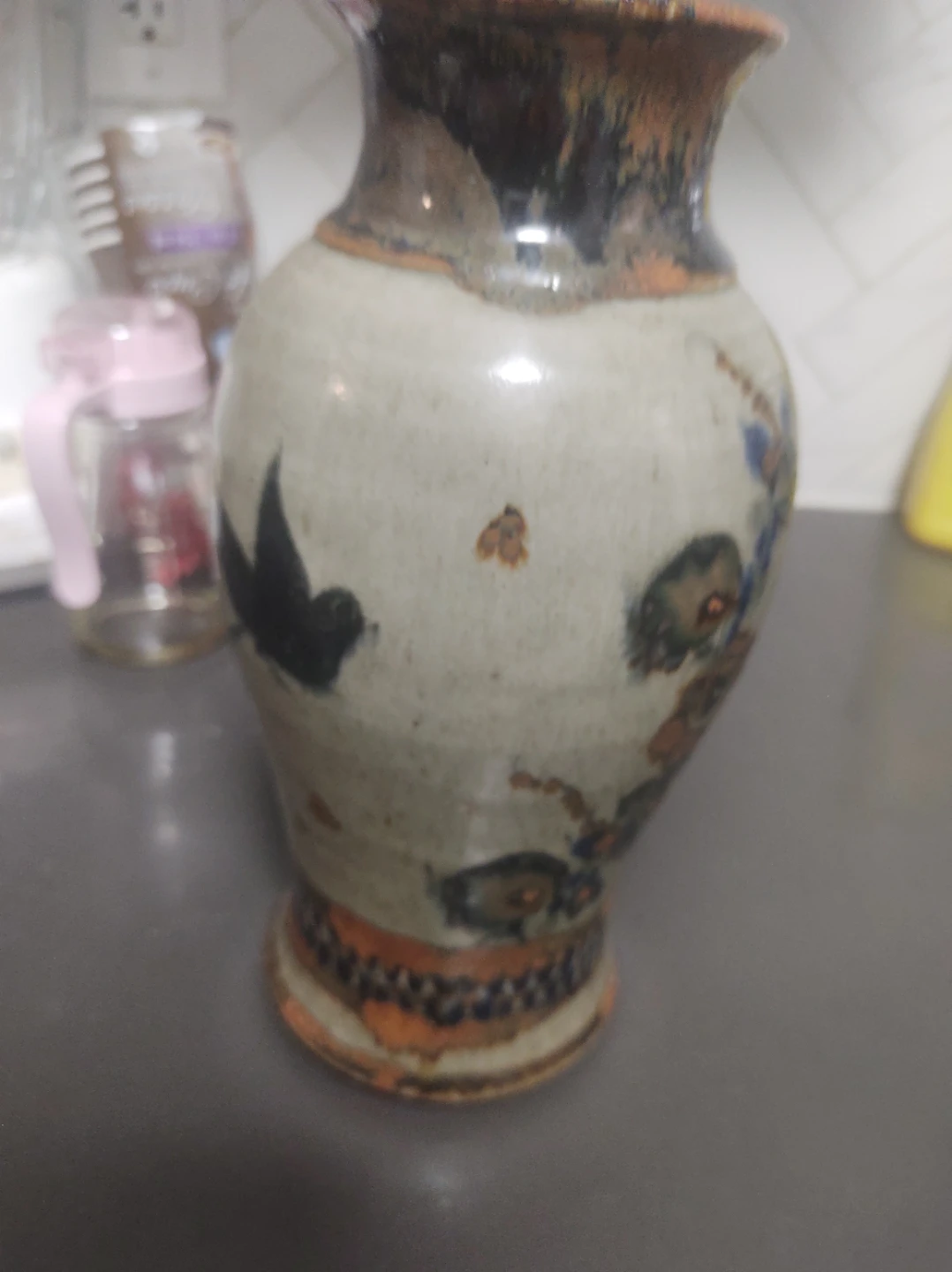 Hand-painted Ceramic Vase with Floral Design - photo 2