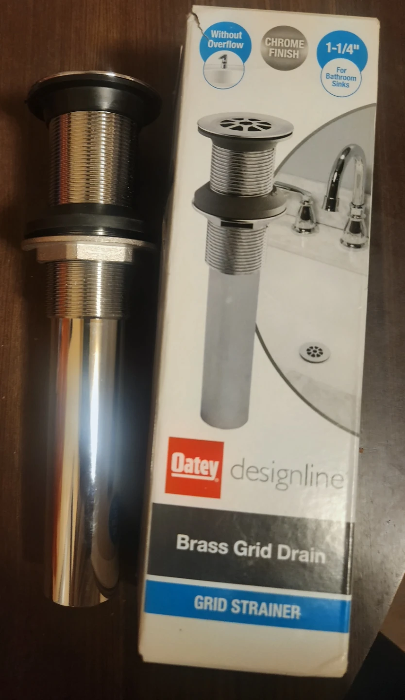 Oatey Designline 1-1/4” Brass Grid Drain - Chrome (No Overflow)