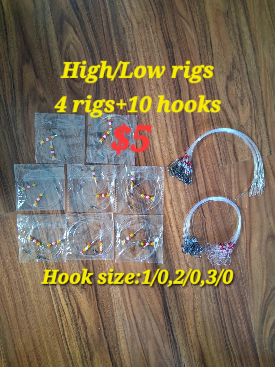 Fishing High/Low Rigs - 4 Rigs + 10 Hooks - photo 2