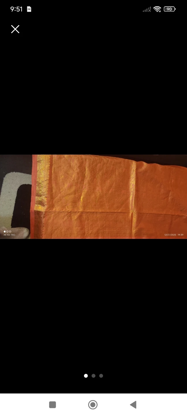 Orange Saree with Gold Border - photo 3