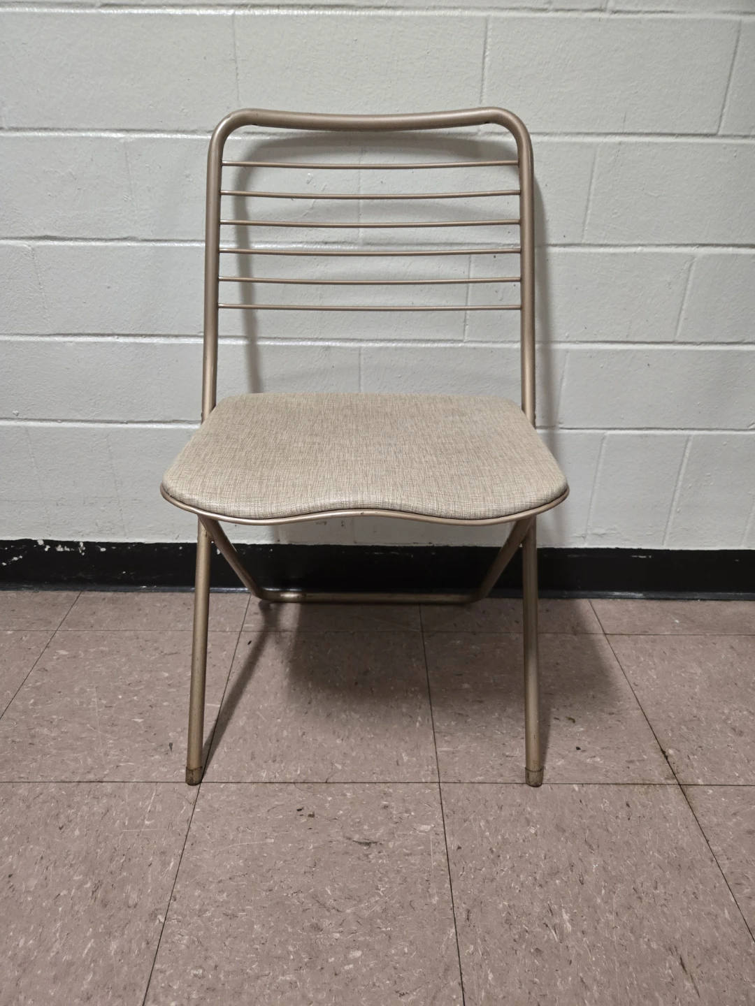Vintage Mid-Century Gold Metal Folding Chair