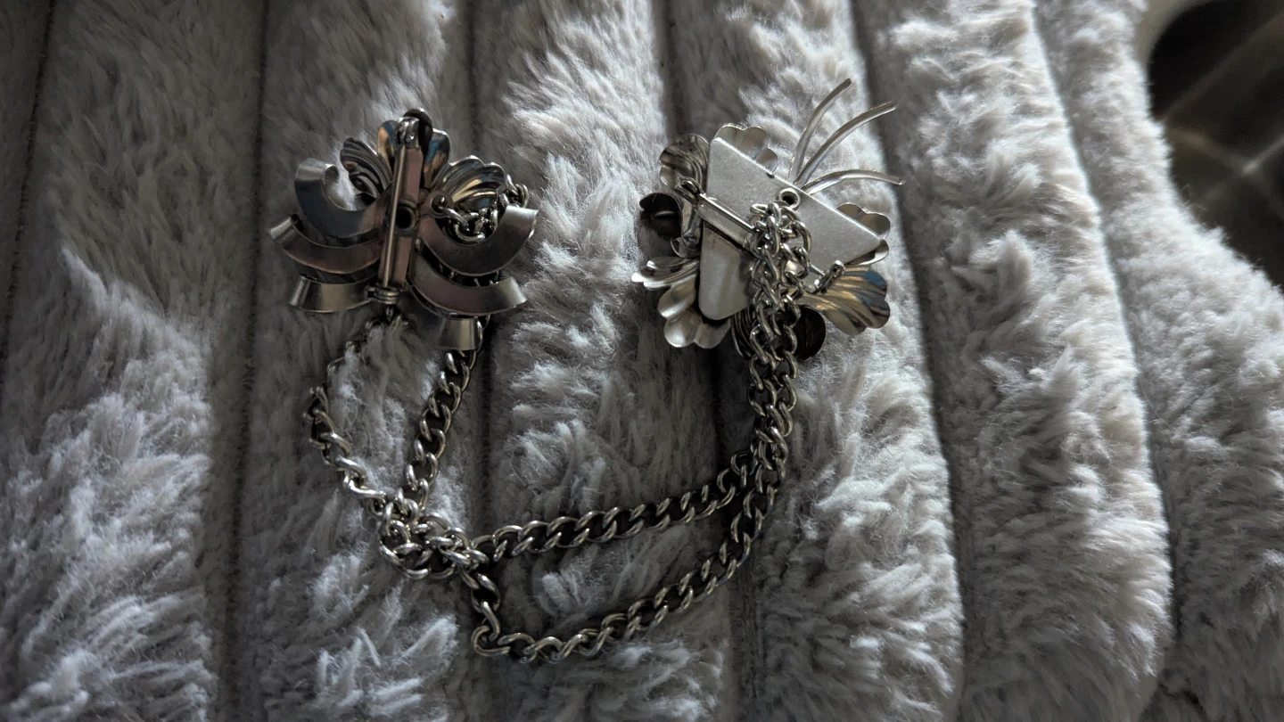 Silver-tone Brooch with Chain - photo 2