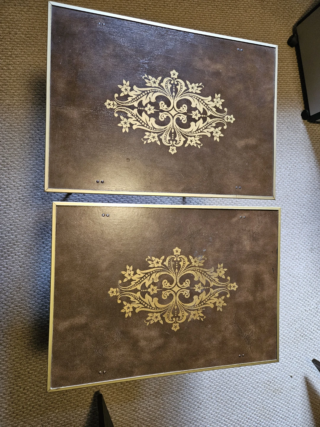 Vintage TV Tray Table Set - Ornate Floral Design