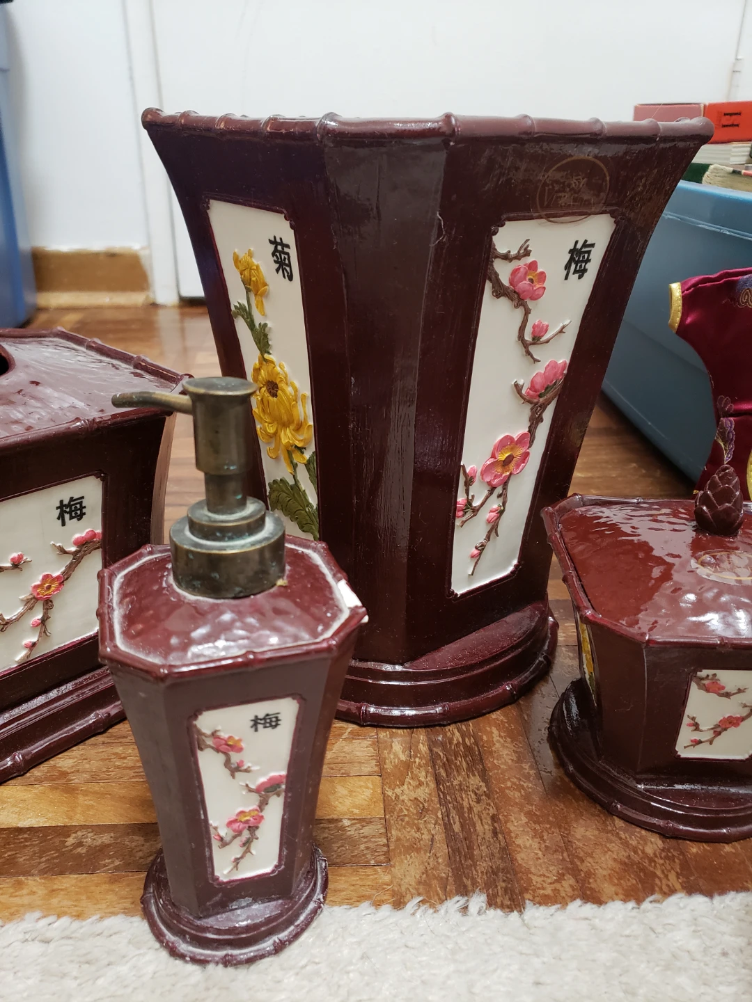 6-Piece Chinese Floral Bathroom Accessory Set - photo 3