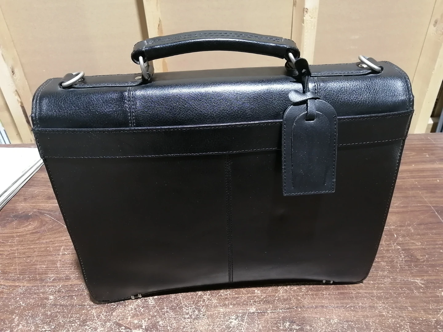 Black Leather Briefcase with Detachable Strap - photo 3