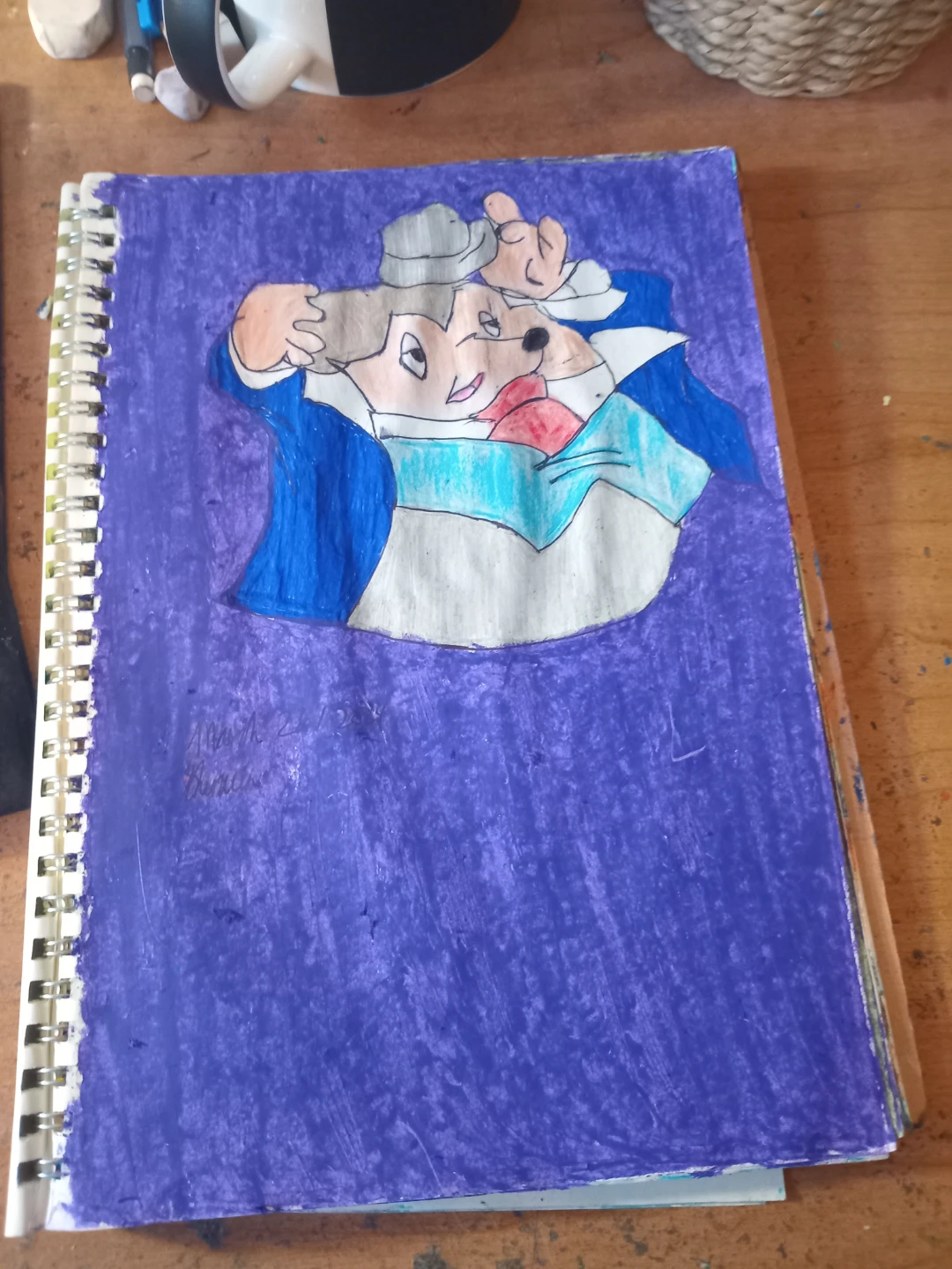 PURPLE BACKGROUND MOUSE DRAWING BY CUSTOM ARTIST SHERWIN - photo 3