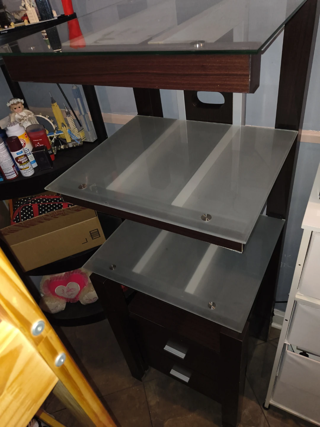 Glass Top Desk with Drawers