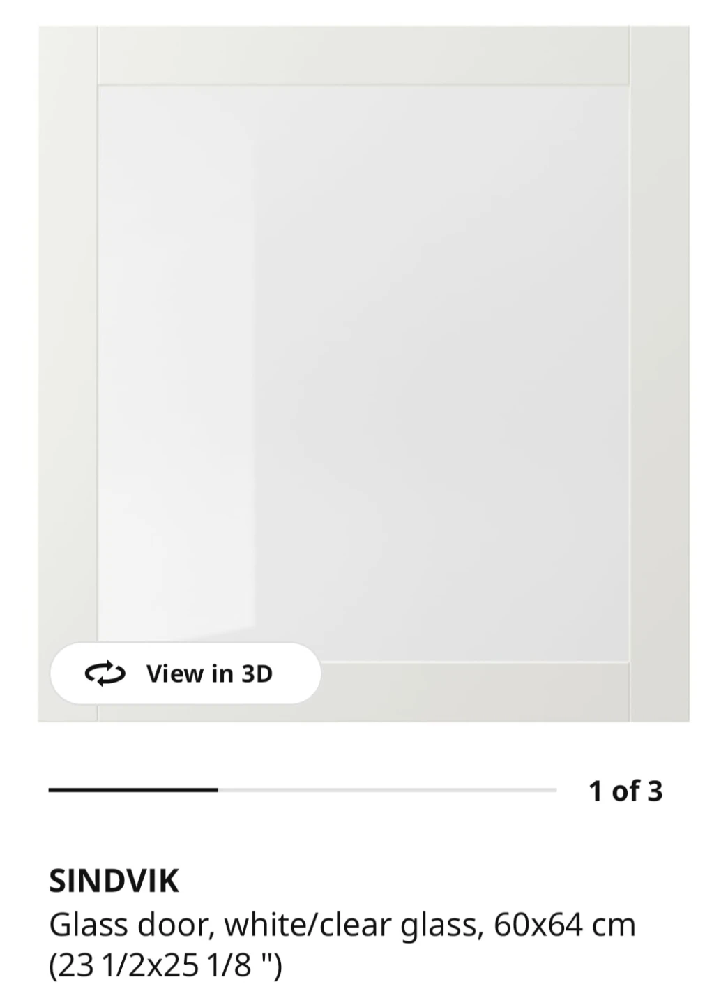 IKEA SINDVIK Glass Door White/Clear 60x64 cm