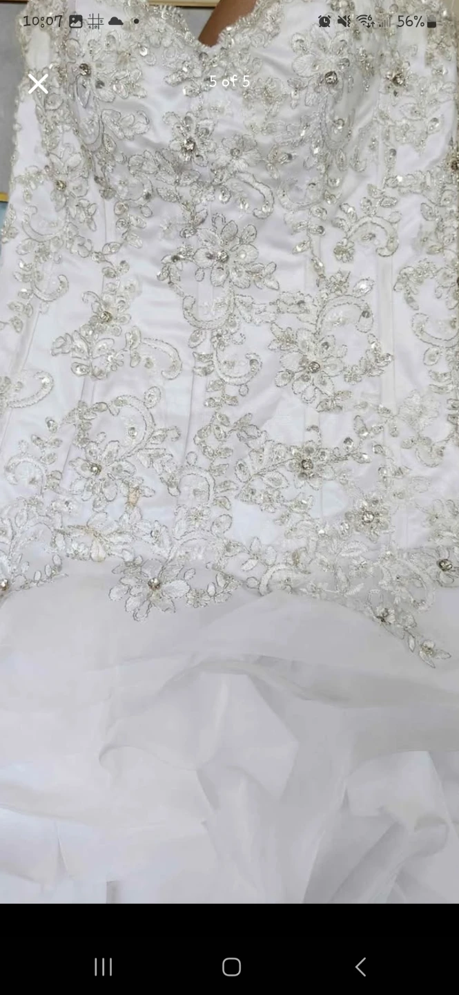 White Strapless Wedding Dress with Beading and Ruffles - photo 3