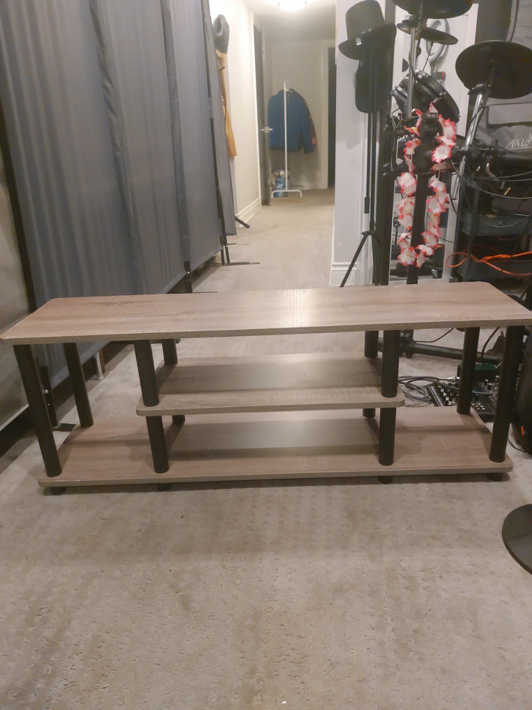 Wood 3-Tier Media Console Stand
