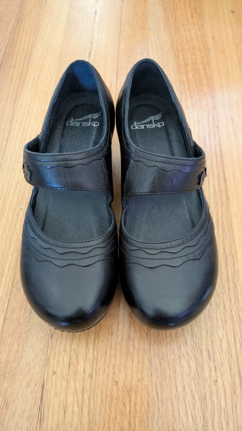 Dansko Black Leather Mary Jane Heels